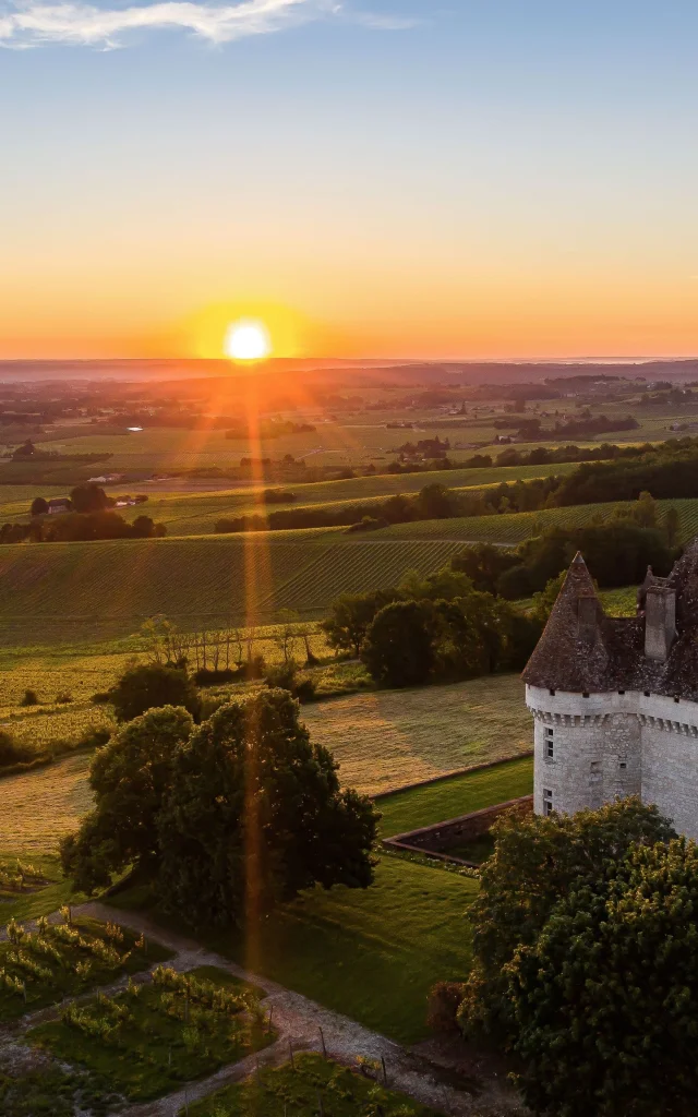 Francia, Dordoña (24), Périgord Pourpre, Monbazillac, Castillo de Monbazillac, (vista aérea)//Francia, Dordoña, Périgord Pourpre, Monbazillac, Castillo de Monbazillac, (vista aérea)