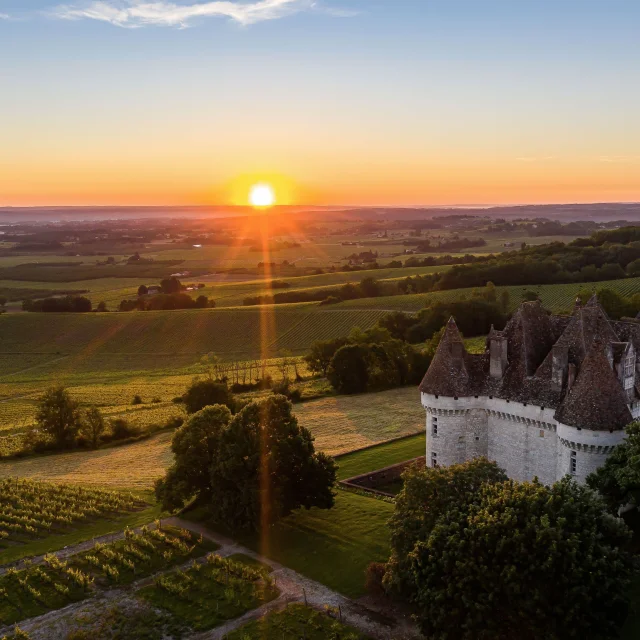 Francia, Dordoña (24), Périgord Pourpre, Monbazillac, Castillo de Monbazillac, (vista aérea)//Francia, Dordoña, Périgord Pourpre, Monbazillac, Castillo de Monbazillac, (vista aérea)