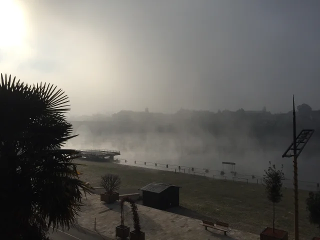 Brume sur le port de Bergerac